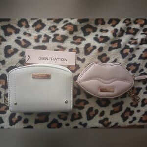 NWT Lot Of 2 Wallets Cream Gold BCBG & Blush Pink Gold Lips ALDO